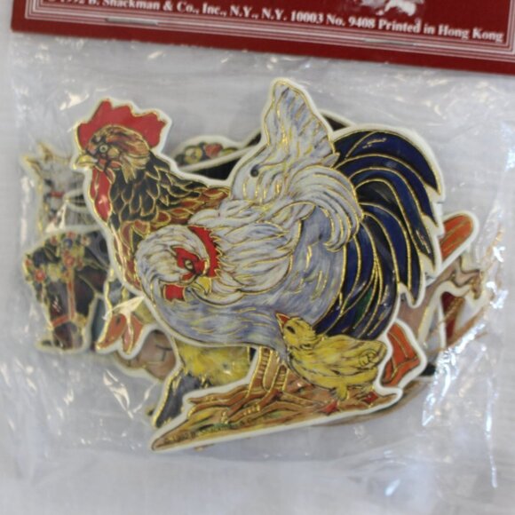 Vintage Christmas Gold Stamped Diecut Decorative Barnyard Animal Ornaments NOS - Picture 3 of 9